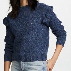 La Vie Rebecca Taylor Pullover Sweater $295 Ruffle Size XS Merino Wool Alpaca